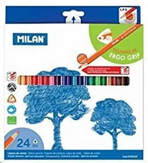 MILAN PACK DE 24 LAPICES DE COLORES - TRIANGULARES - COLORES SURTIDOS