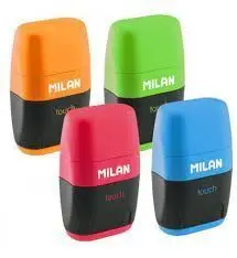 MILAN COMPACT FLUO AFILABORRAS - USO ESTANDAR Y MAXI - CUCHILLA DE ACERO - GOMA DE BORRAR - CUCHILLA DE SEGURIDAD - COLORES SURTIDOS