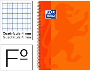 OXFORD SCHOOL CLASSIC CUADERNO ESPIRAL TAPA DE PLASTICO FOLIO 4X4 - 80 HOJAS - CON MARGEN - IDEAL PARA ESTUDIANTES - COLOR NARANJA
