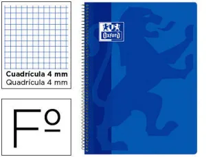 OXFORD SCHOOL CLASSIC CUADERNO ESPIRAL TAPA DE PLASTICO FOLIO 4X4 - 80 HOJAS - MARGEN - COLOR AZUL MARINO