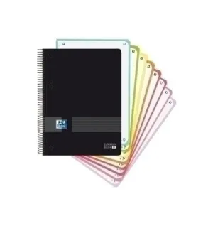 CUADERNO ESPIRAL OXFORD LIVE & YOU EUROPEANBOOK 8 TAPA POLIPROPILENO DIN A5+ 160 HOJAS CUADRO 5 MM COLOR NEGRO