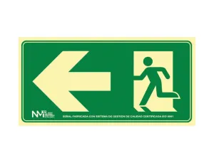 PICTOGRAMA ARCHIVO 2000 SALIDA DE EMERGENCIA IZQUIERDA PVC VERDE LUMINISCENTE 160X320 MM