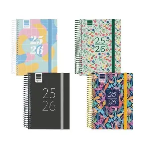 AGENDA ESCOLAR (2025-26) FINOCAM CATALAN SECUNDARIA ESPIRAL TAPA PP D/P 8º 120X164 CON GOMA ASSORTIMENT PACK DE 8