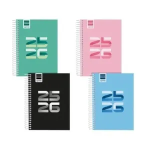 AGENDA ESCOLAR (2025-26) FINOCAM CATALAN COOL ESPIRAL TAPA EXTRADURA D/P 8º 120X162 ASSORTIMENT PACK DE 8