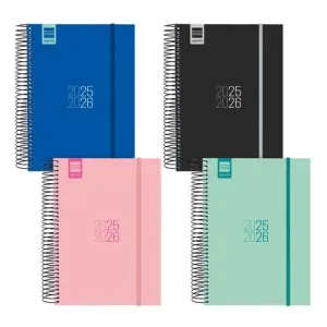 AGENDA ESCOLAR (2025-26) FINOCAM CATALAN ESPIR ESPIRAL TAPA PP D/P E10 155X212 CON GOMA ASSORTIMENT PACK DE 8