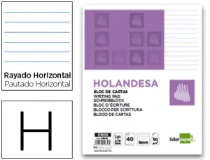 BLOC DE CARTAS LIDERPAPEL RAYADO HOLANDESA 40 HOJAS 60G/M2