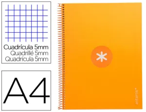 CUADERNO ESPIRAL LIDERPAPEL A4 MICRO ANTARTIK TAPA FORRADA 80H 90 GR CUADRO 5MM 1 BANDA 4 TALADROS MOSTAZA