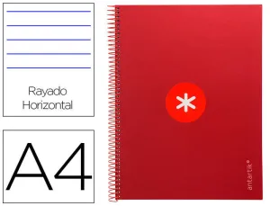 CUADERNO ESPIRAL LIDERPAPEL A4 MICRO ANTARTIK TAPA FORRADA80H 90 GR HORIZONTAL 1 BANDA 4 TALADROS COLOR FRAMBUESA