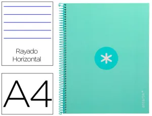 CUADERNO ESPIRAL LIDERPAPEL A4 MICRO ANTARTIK TAPA FORRADA80H 90 GR HORIZONTAL 1 BANDA 4 TALADROS COLOR MENTA