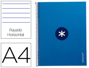 CUADERNO ESPIRAL LIDERPAPEL A4 MICRO ANTARTIK TAPA FORRADA80H 90 GR HORIZONTAL 1 BANDA 4 TALADROS COLOR AZUL OSCURO