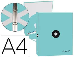CARPETA LIDERPAPEL ANTARTIK A4 FORRADA 4 ANILLAS 25 MM REDONDAS COLOR MENTA