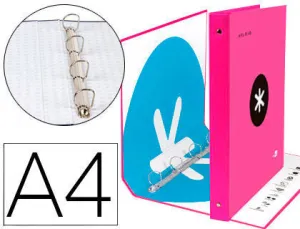 CARPETA 4 ANILLAS 40 MM MIXTAS LIDERPAPEL ANTARTIK A4 FORRADA COLOR ROSA
