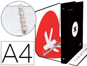 CARPETA 4 ANILLAS 40 MM MIXTAS LIDERPAPEL ANTARTIK A4 FORRADA COLOR NEGRO