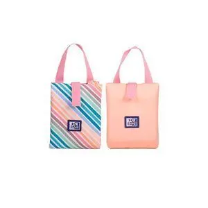 OXFORD PORTA ALIMENTOS REUTILIZABLE CON ASA COLORBLOCK - POLIESTER RECICLADO RPET - LIBRE DE BPA - CONVENIENTE Y ECOLOGICO