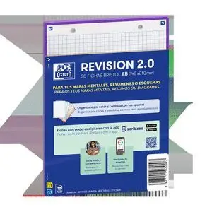 OXFORD PACK DE 30 FLASHCARDS 2.0 - FORMATO A5 - CUADRICULA 5X5MM - CARTULINA DE 250G - DIGITALIZACION DE TEXTOS CON APP - COLOR LILA
