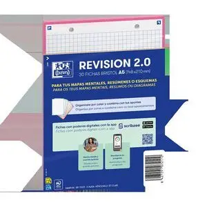 OXFORD PACK DE 30 FLASHCARDS 2.0 - FORMATO A5 - CUADRICULA 5X5MM - CARTULINA DE 250G - DIGITALIZACION DE TEXTOS CON APP - COLOR ROSA