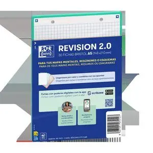 OXFORD PACK DE 30 FLASHCARDS 2.0 - FORMATO A5 - CUADRICULA 5X5MM - CARTULINA DE 250G - DIGITALIZACION DE TEXTOS CON APP - COLOR MENTA