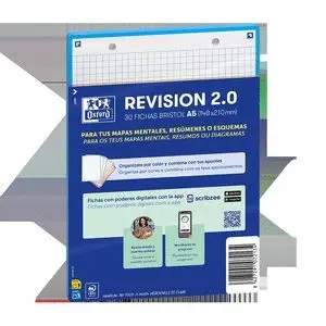 OXFORD PACK DE 30 FLASHCARDS 2.0 - FORMATO A5 - CUADRICULA 5X5MM - CARTULINA DE 250G - DIGITALIZACION DE TEXTOS CON APP - COLOR TURQUESA