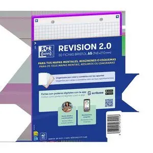 OXFORD PACK DE 30 FLASHCARDS 2.0 - FORMATO A5 - CUADRICULA 5X5MM - CARTULINA DE 250G - DIGITALIZACION DE TEXTOS CON APP - COLOR MORADO