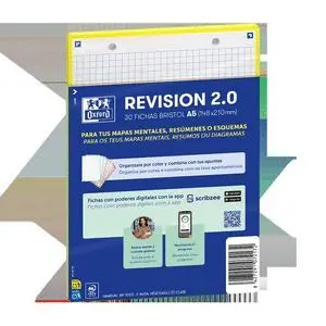 OXFORD PACK DE 30 FLASHCARDS 2.0 - FORMATO A5 - CUADRICULA 5X5MM - CARTULINA DE 250G - DIGITALIZACION DE TEXTOS CON APP - COLOR AMARILLO