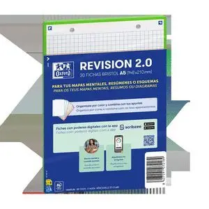 OXFORD PACK DE 30 FLASHCARDS 2.0 - FORMATO A5 - CUADRICULA 5X5MM - CARTULINA DE 250G - DIGITALIZACION DE TEXTOS CON APP - COLOR VERDE