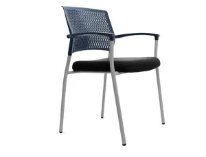 SILLA ROCADA CONFIDENTE BRAZOS FIJOS ESTRUCTURA METALICA ASIENTO TELA IGNIFUGA NEGRO RESPALDO MALLA