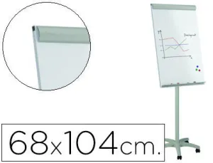 PIZARRA BLANCA ROCADA PARA CONFERENCIAS METALICA MAGNETICA CON RUEDAS 68X104 CM
