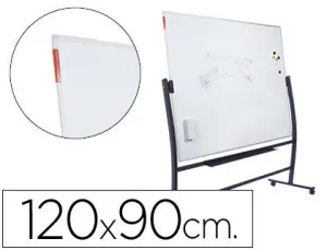 PIZARRA BLANCA ROCADA VITRIFICADA MAGNETICA CON SOPORTE VOLTEABLE DOBLE CARA 90X120 CM