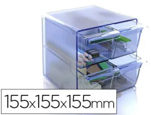 ARCHIVO 2000 CUBO ORGANIZADOR CON 4 CAJONES PEQUEÑOS DE COLOR AZUL TRANSLÚCIDO REF.6704AZ CS71978