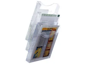 ARCHIVO 2000 EXPOSITOR DE 3 COMPARTIMENTOS A4 VERTICAL TRANSPARENTE.155X239X455MM.FIJACIÓN A PARED 6123  CS37948