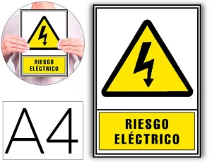ARCHIVO 2000 SEÑALIZACION DE RIESGO ELECTRICO.FABRICADO EN PVC AMARILLO.FORMATO A4,297X210 MM.REF.6172-03