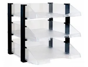 ARCHIVO 2000 JUMBORACK SET DE 3 BANDEJAS POLIESTIRENO TRANSPARENTE+ELEVADORES NEGROS.REF.704 TP