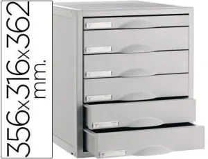 ARCHIVO 2000 MODULO 6 CAJONES ARCHISYSTEM.COMPATIBLE BASE MET.A.356 X 316 X 362MM.COLOR GRIS.REF.8206C