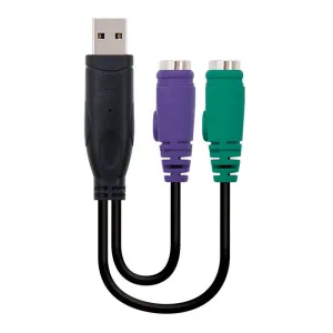 NANOCABLE CONVERSOR PS/2(TECLADO+RATÃ³N) A USB - TIPO 2XPS/2/H-A/M - 15CM - COLOR NEGRO