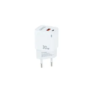 TOOQ CARGADOR DE PARED GAN USB-C/PD + USB-A/QC 30W - COLOR BLANCO