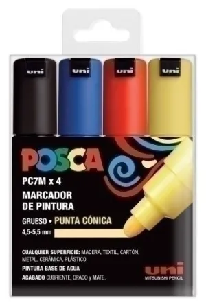 ESTUCHE 4 ROT. POSCA PC7M