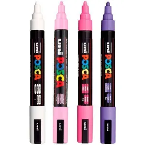 POSCA PC-5M ESTUCHE DE 4 MARCADORES DE PINTURA - PUNTA DE BALA 1.8-2.5MM - TINTA BASE AL AGUA - RESISTENTE A LA LUZ - COLOR SURTIDO