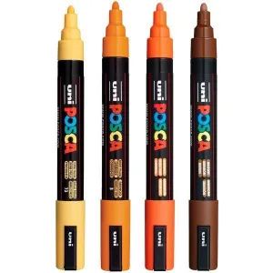 UNI POSCA PC5 MEDIO 4 COLORES MADERA NARANJA NARANJA CLARO AMRILLO PAJIZO MARRON 182634553