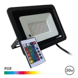 ELBAT FOCO LED RGB 50W - CONTROL REMOTO - IP65 - IDEAL PARA EXTERIOR