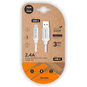 TECHONETECH CABLE USB-A MACHO A USB-C MACHO - RECUBIERTO DE NYLON TRENZADO - LONGITUD 1M