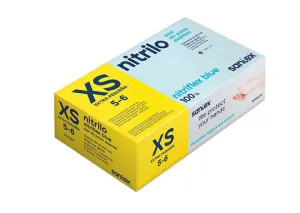 SANTEX NITRIFLEX BLUE PACK DE 100 GUANTES DE NITRILO PARA EXAMEN TALLA XS - 3.5 GRAMOS - SIN POLVO - LIBRE DE LATEX - NO ESTERILES - COLOR AZUL