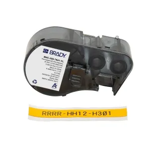 BRADY M4C-250-7641-YL CINTA TERMORRETRACTIL DE ETIQUETAS - TEXTO NEGRO SOBRE FONDO AMARILLO - ANCHO 11.15MM X LARGO 1.68M