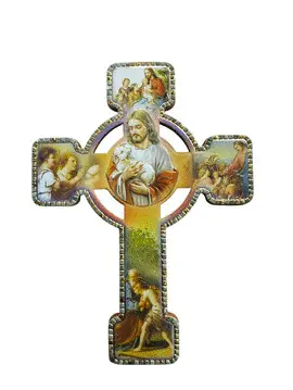 CRUZ BUEN PASTOR EN POLÍMERO 13X9 CM