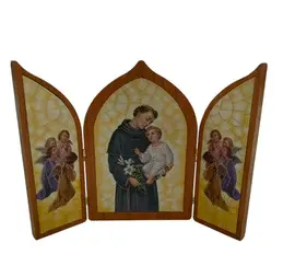 TRÍPTICO SAN ANTONIO. POLÍMERO EFECTO MADERA. 23X17