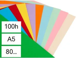 PAPEL 100 HOJAS A5 CUARTILLA 10 COLORES SURTIDOS 210X148,5MM