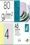 PAPEL 100 HOJAS A5 CUARTILLA 4 COLORES PASTEL 210X148,5MM 80GR