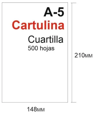 CARTULINA 180GR 500HOJAS TAMAÑO CUARTILLA A5 BLANCO 210X148MM