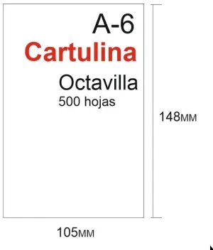 CARTULINA 180GR 500HOJAS TAMAÑO OCTAVILLA 148X105MM A6 BLANCO GRUESO