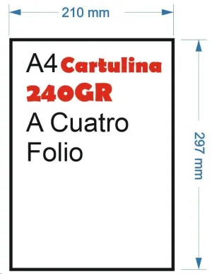 CARTULINA 240GR 100HOJAS TAMAÑO A4 FLOLIO 297X210MM BLANCO GRUESO MATE