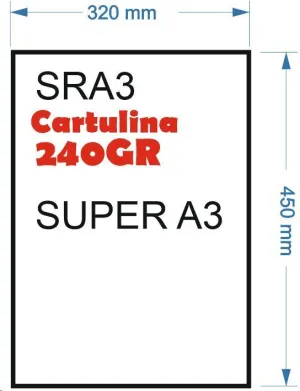 CARTULINA 240GR 100HOJAS TAMAÑO SRA3 450X320MM DOBLE FLOLIO BLANCO GRUESO MATE
